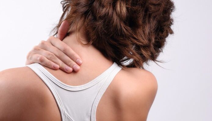 the girl has a neck pain